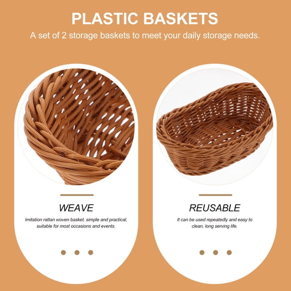 REOFLYUP Set of 2 Plastic Bread Baskets Light Brown for Home Kitchen Use and Lightweight