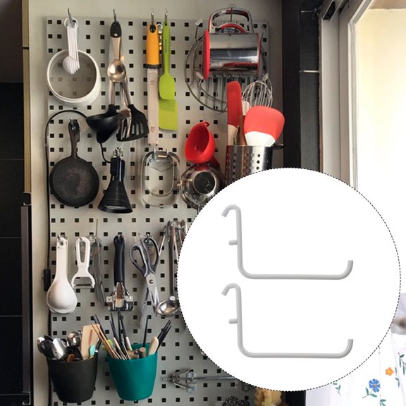 REOFLYUP 2Pcs White Commodity Shelf Hooks for Pegboard Display with Easy Installation and Strong Support