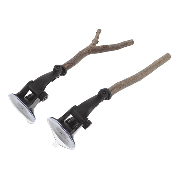 REOFLYUP 2Pcs Wooden Bird Perch with Strong Suction Cup for Indoor Window Use Suitable for Parrots and Macaws