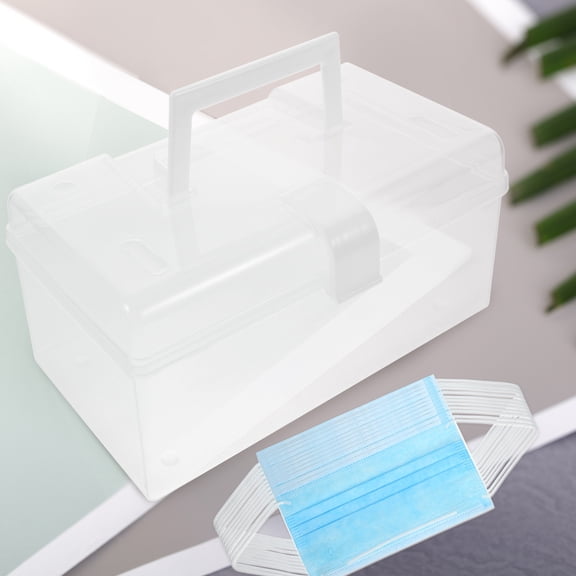 REOFLYUP 2Pcs Plastic Storage Box with Safety Clasp Multi-functional Container for Medicine 8.7*4.5*3.7in