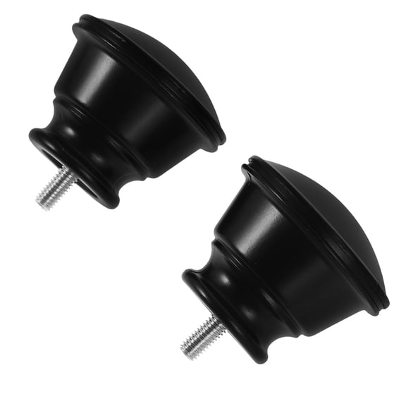 REOFLYUP 2Pcs Black Curtain Rod Plug with Metal Finials Decorative Ends for Window Drapery