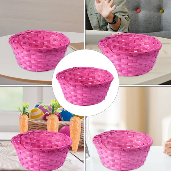 REOFLYUP 2pcs Hand Woven Basket Egg Storage Bamboo Natural Household Users Easter