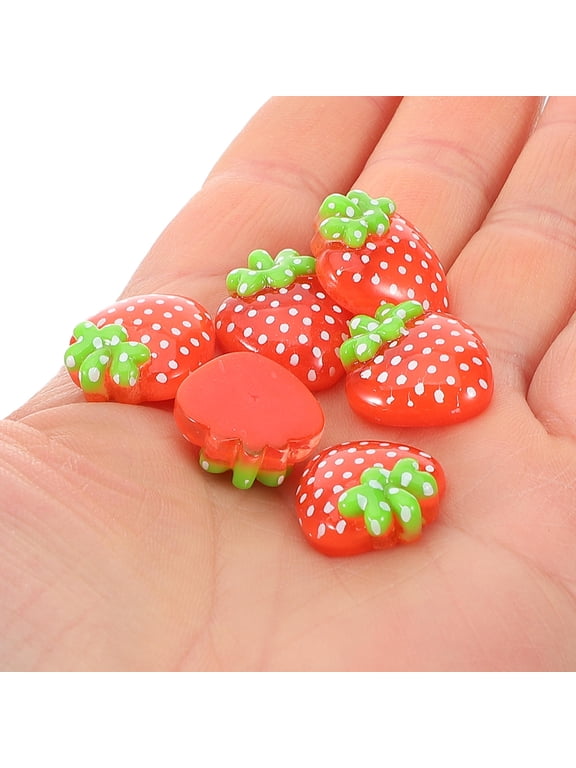 30 Pieces Flat Back Resin Strawberry Charms for Crafts, Phone Case Decoration, and Accessories