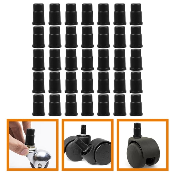 REOFLYUP 35Pcs Professional Black ABS Caster Socket Inserts for Chair Legs