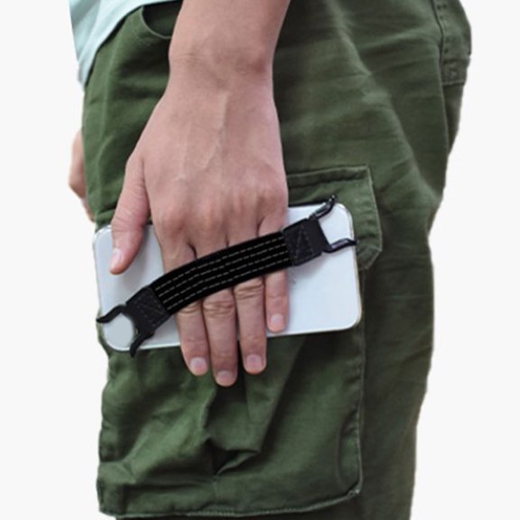REOFLYUP 3-Pack Black Elastic Phone Straps with Buckle for Secure, Drop-Resistant Phone Handling and Easy Carrying