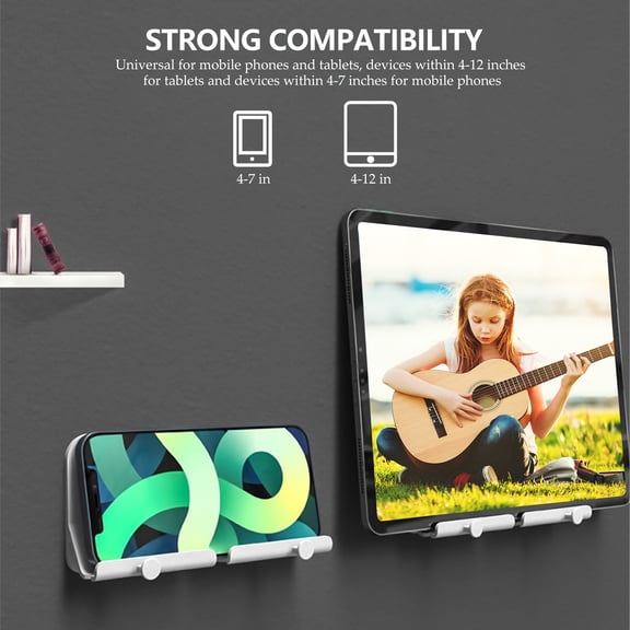 REOFLYUP 3Pcs Black Wall Mount Phone Storage Holder Mobile Charging Dock ABS Material Adhesive