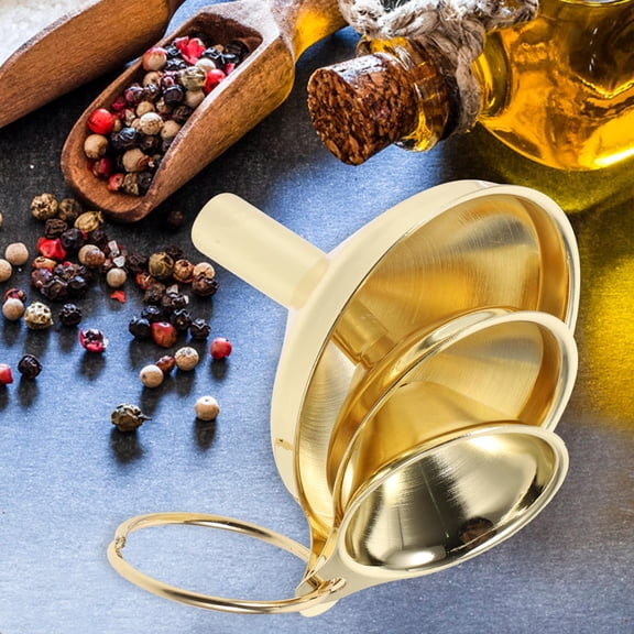 REOFLYUP 3Pcs Golden Stainless Steel Funnels for Home Use Perfect for Oil Vinegar and Liquid Filling