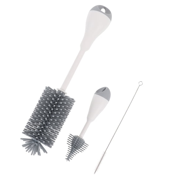 REOFLYUP 3Pcs Milk Bottle Cleaning Brush Multifunctional Cleaning Brushes Grey ABS