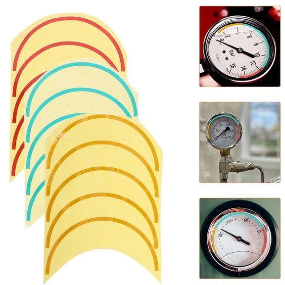 REOFLYUP 3Pcs Pressure Gauge Arc Warning Stickers Adhesive PVC Labels for Clear Pressure Status Indication