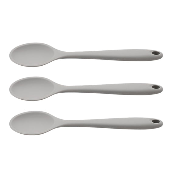 REOFLYUP Set of 3 Silicone Wonton Spoons in Light Grey, Kitchen Utensils for Family Dining and Everyday Use
