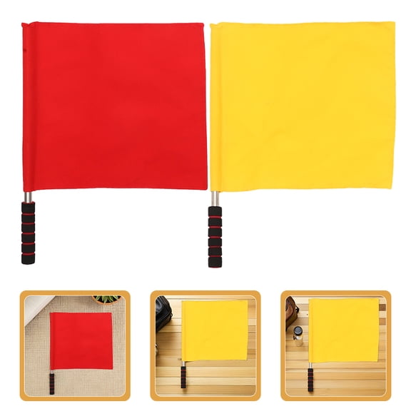 REOFLYUP 4-Pack Yellow Polyester Flag Referee Signal Flags for Athletic Training and Sports Officiating