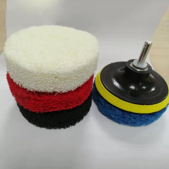 REOFLYUP 4Pcs Electric Drill Brush with Fiber Pads for Cleaning Bathroom Tiles Shower Carpets and Kitchen Pots
