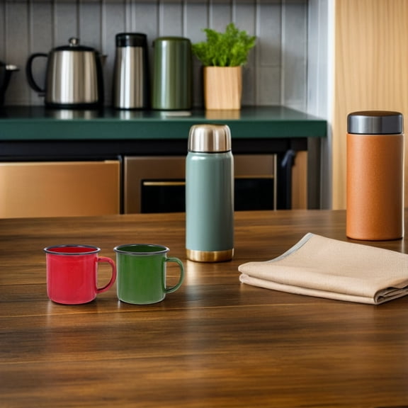REOFLYUP 4-Piece Enamel Coffee Mug Set with Assorted Colors, Lightweight Cups for Home, Office, Camping, Travel and Outdoor Use