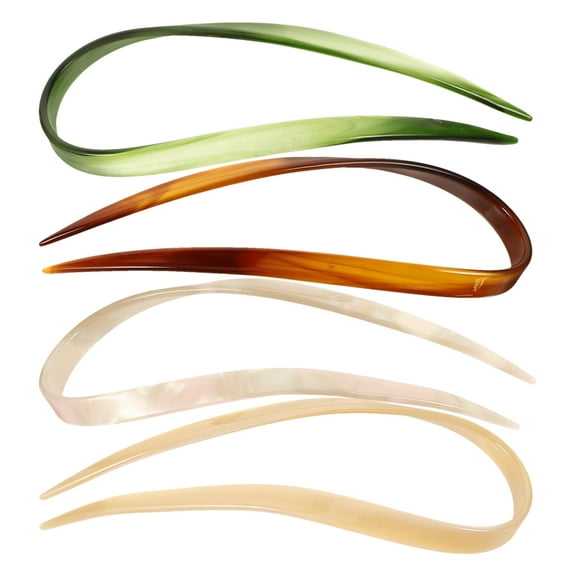 REOFLYUP 4Pcs Hair Bun Stick U Shape Acetate Sheet Updo Hair Accessory for Parties