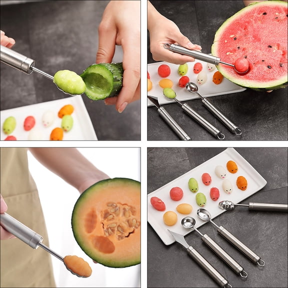 REOFLYUP 4Pcs Metal Fruit Scoops with Comfortable Grip for Kitchen