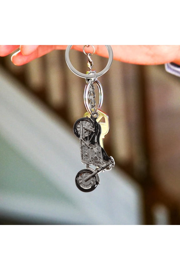 4pcs Motorcycle Keychain Tag Metal Pendant Assorted Color for Cell Phone