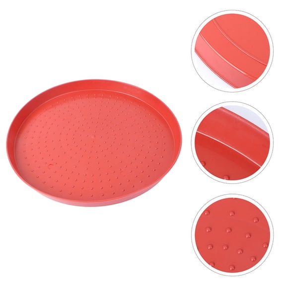 REOFLYUP 4-Pack Red Round Plastic Chicken Feeding Trays, Poultry Feeder Containers for Farm and Backyard Use