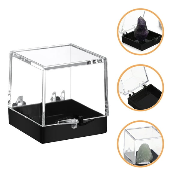 REOFLYUP Set of 4 Clear Plastic Mineral Storage Display Boxes for Home Organization with Easy-to-Clean Design