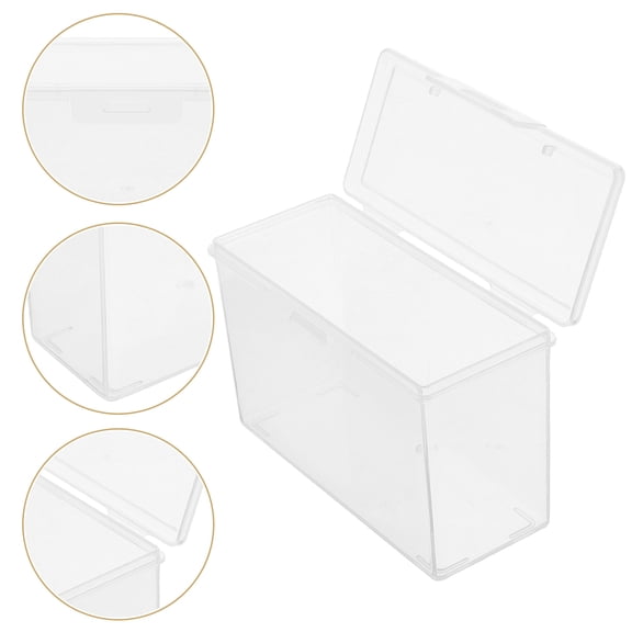 REOFLYUP 4Pcs Postcards Storage Box White Plastic Clear Lid Versatile Organizer