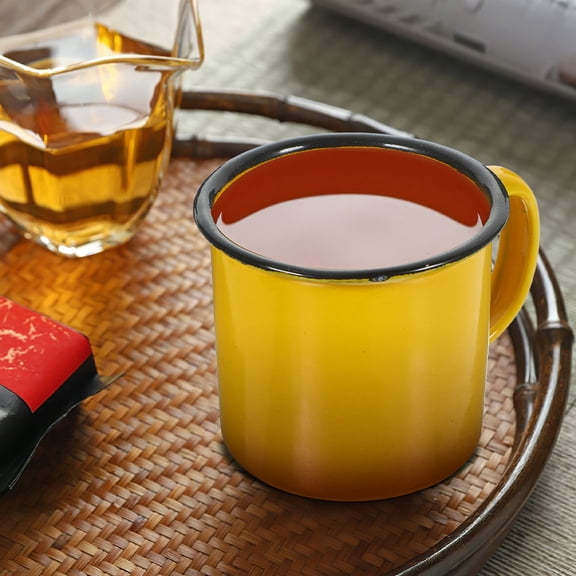 REOFLYUP Set of 4 Portable Enamel Camping Mugs - Coffee & Tea Cups for Outdoor, Picnic, Home Use, Assorted