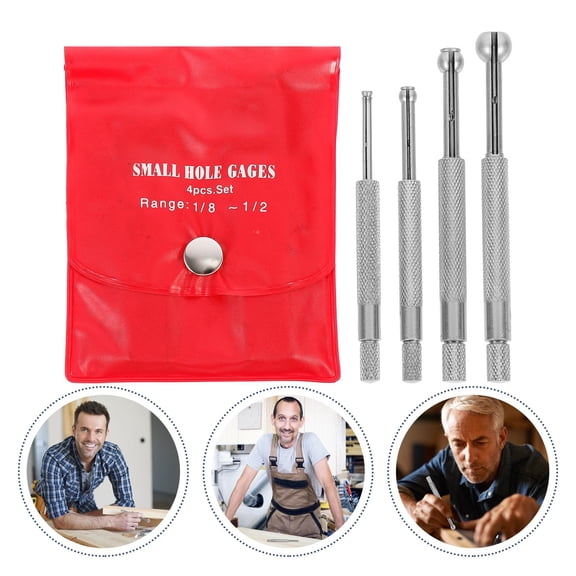 REOFLYUP 4Pcs Plated Silver Internal Calipers Set with Hardened Gaging Surface for Bore Measuring