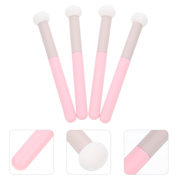 REOFLYUP 4Pcs Soft Pink Powder Puff with Handle for Easy Makeup Application and Blending
