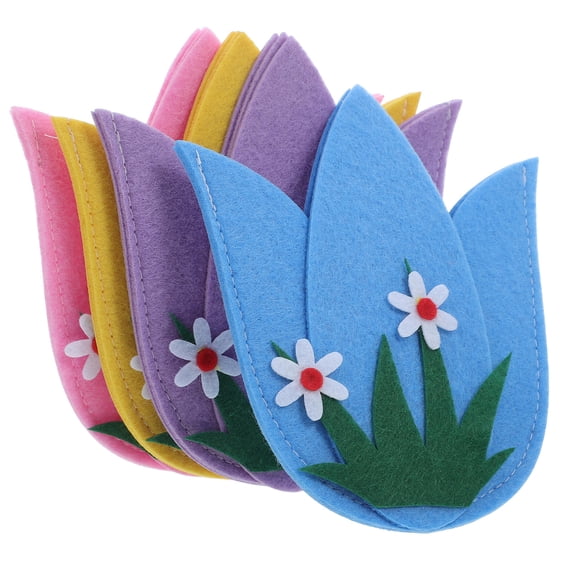 REOFLYUP 4 Pcs Easter Flatware Organizer Cloth Fork Chopstick Pouches