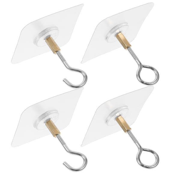 REOFLYUP 4-Pack Self-Adhesive Ceiling Hooks for Hanging Plants, Lights, Lanterns, Decorations, and Home Accessories
