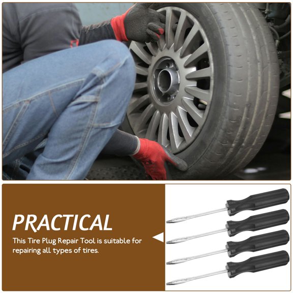 REOFLYUP 4Pcs Tire Repair Patch Kit Metal Tire Patching Tool for Road Emergencies