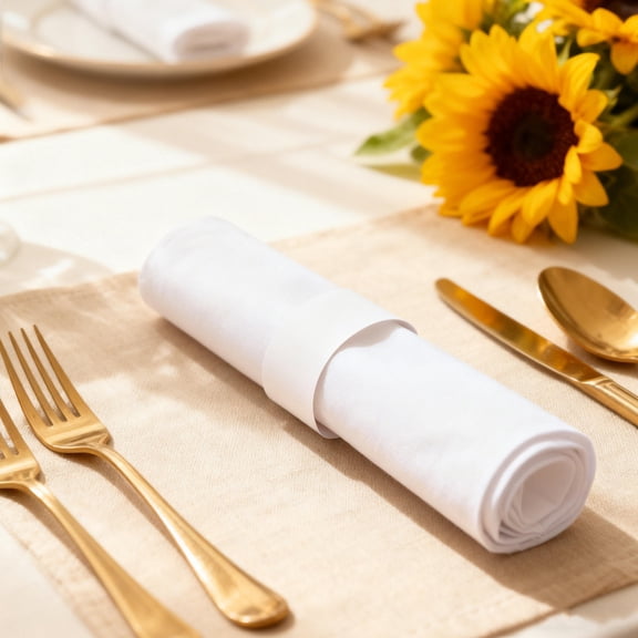 REOFLYUP 500Pcs White Paper Napkin Holder Wraps Disposable with Adhesive for Portable Outdoor and Indoor Use