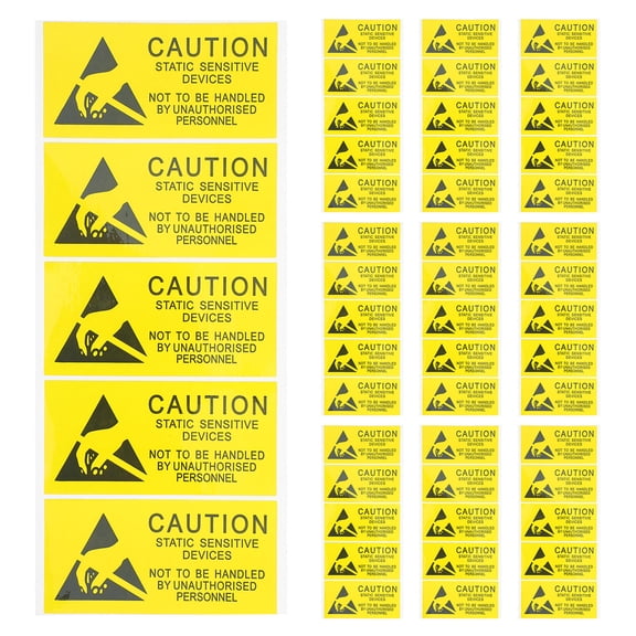 REOFLYUP 50Pcs Yellow Self Adhesive Esd Warning Sticker for Static itive Device Protection and Safety Labeling