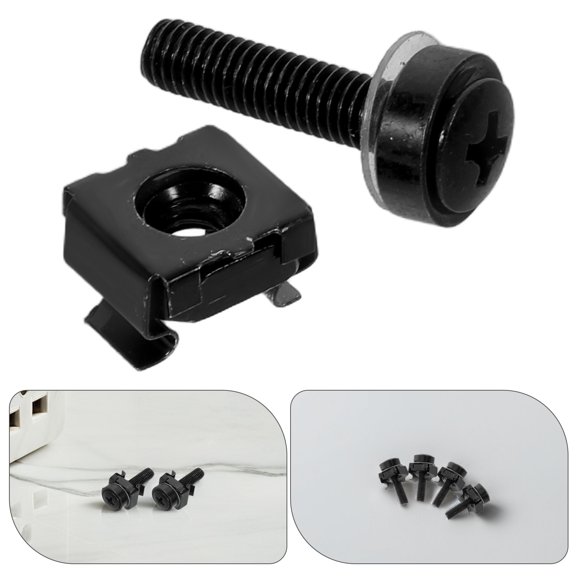 REOFLYUP 50Pcs Network Server Rack Screws and Cage Nuts Fast Clip Metal Hardware for 19Inch Racks