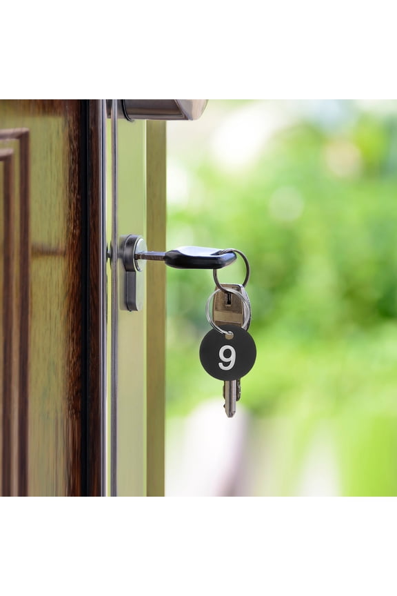 50Pcs Plastic Number Tags with Key Rings Black Numbered Keychains for Luggage Suitcase and Bag Identification