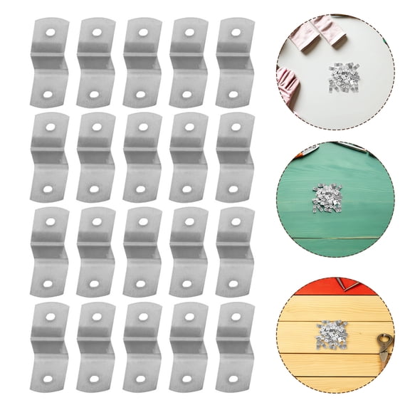 REOFLYUP 50Pcs Plated Silver Picture Frame Brackets Easy Install Photo Frame Fasteners for Shelves and Desktops