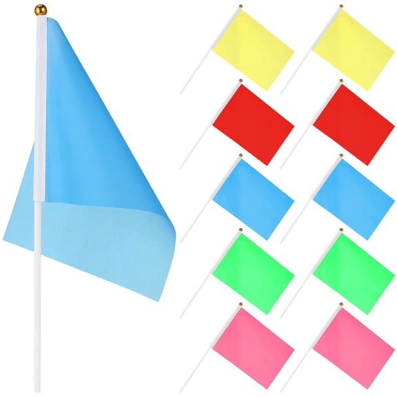 REOFLYUP 50Pcs Portable Handheld Waving Flag Party Banner Durable Polyester Material