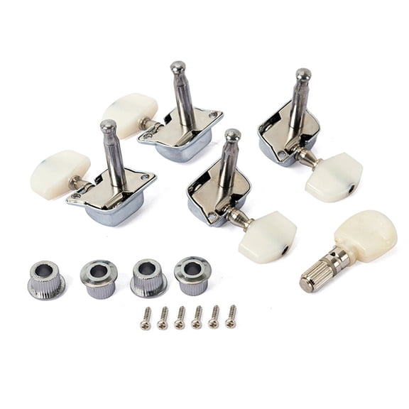 REOFLYUP 5Pcs Banjo Plated Silver Semi Closed Machine Heads with Bushings for Efficient String Tuning