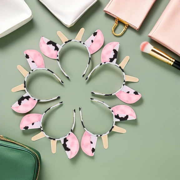 REOFLYUP 5Pcs Plush Cow Ear Horn Headbands Animal Costume Accessories for Parties Festivals and Dress Up