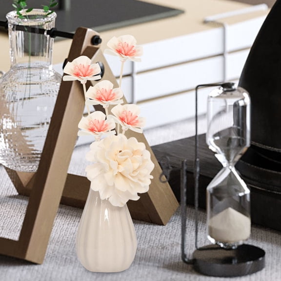 REOFLYUP 5-Pack Rattan Reed Diffuser Sticks with Decorative Flower Design for Relaxing and Serene Home Atmosphere