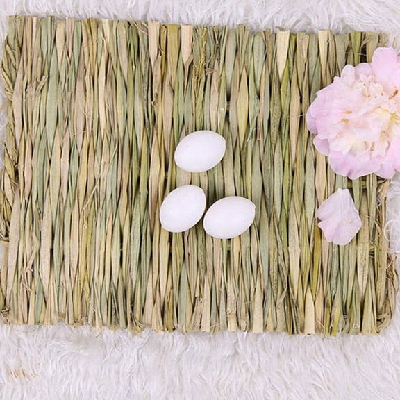 REOFLYUP 5Pcs Grass Mat for Rabbit Natural Woven Bed Mat Soft Bedding for Small Pets Home Use