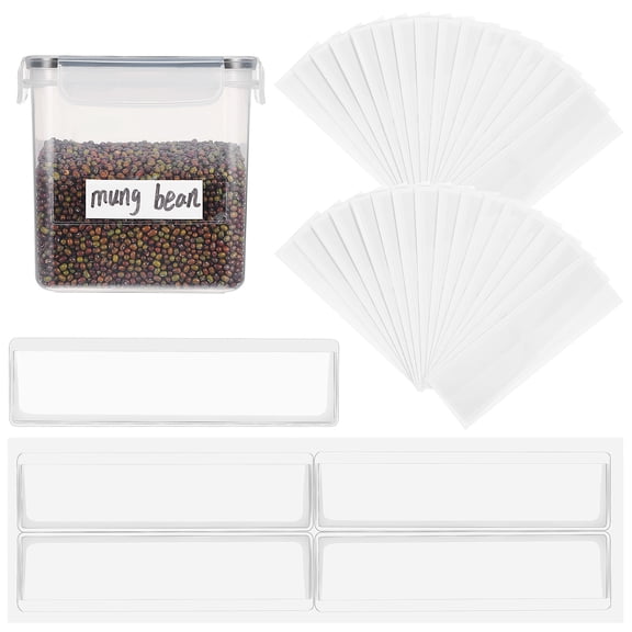 REOFLYUP 60Pcs Clear Adhesive Label Pockets Transparent Plastic Sleeves for Labeling Files Notebooks and Drawers