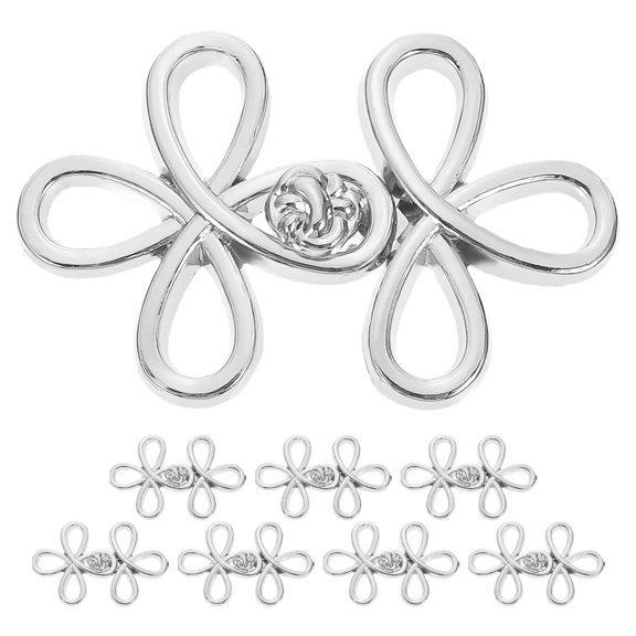 REOFLYUP Retro Metal Buttons Plated Silver Alloy for Decor Durable Sewing 8Pairs