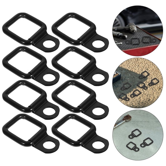 REOFLYUP 8Pcs Car Pull Ring Hooks Black Sturdy Roof Hooks for Efficient Trunk Bed Cover Attachment