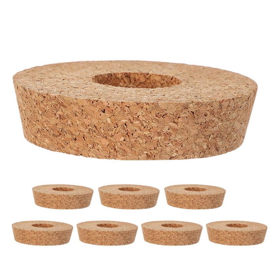 REOFLYUP 8Pcs Wood Cork Hydroponic Vase Lids with Center Hole for Glass Planter Decor