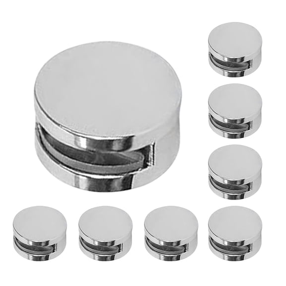 REOFLYUP 8Set Plated Silver Mirror Clips for Frameless Mirror Metal Holder Brackets with Screws for Wall Mounting