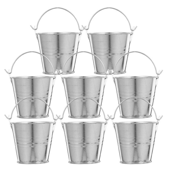 REOFLYUP 8pcs Mini Pails Tiny Buckets for DIY Wedding Centerpieces Silver Iron