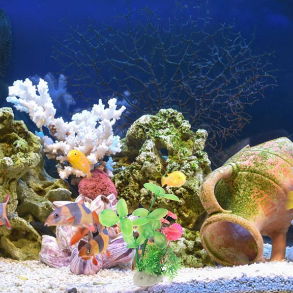 REOFLYUP 9Pcs Fade Resistant Artificial Aquatic Plants for Fish Tank with Realistic Touch and Color