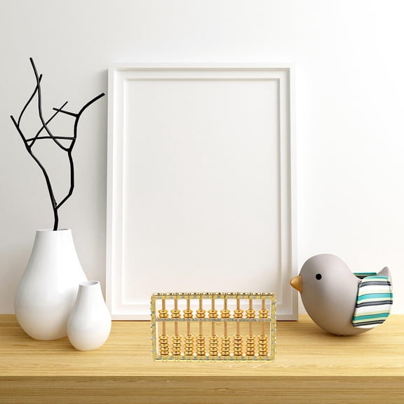 REOFLYUP Abacus Math Tool Golden Abacus Ornament Zinc Alloy Indoor Decor 1Pack