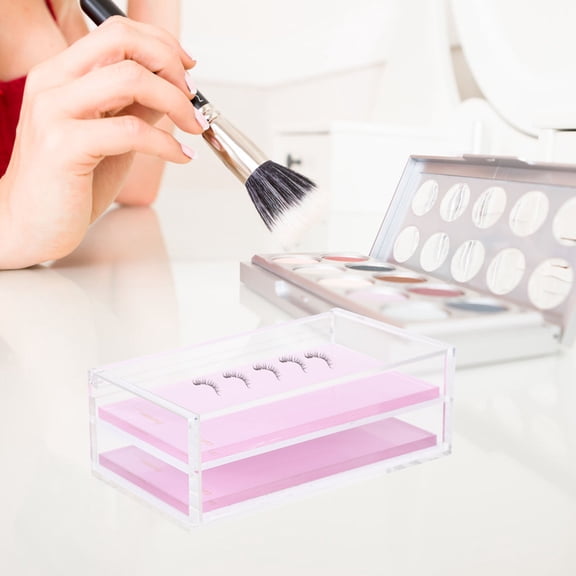 REOFLYUP Acrylic Pink Eyelash Organizer for False Lash Storage Durable Lash Holder Box