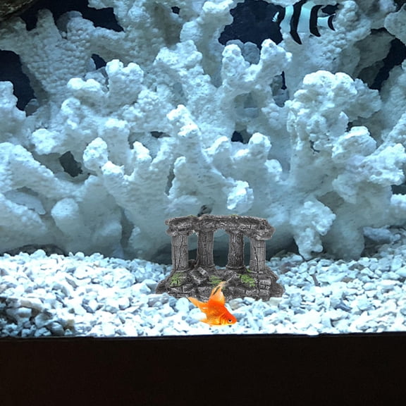 REOFLYUP Aquarium Landscape Resin Roman Column Fish Tank Decor Grey Realistic Craftsmanship