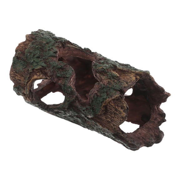 REOFLYUP Aquarium Resin Trunk Ornament, Hollow Log Cave with Holes, Fish Driftwood Hideout Decor for Betta Fish